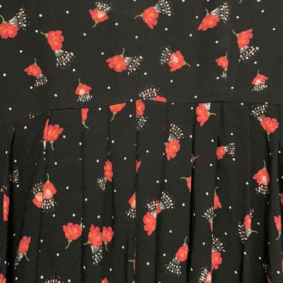 FREE PEOPLE Black Floral Combo Tegan Dress Size 0 - Picture 6 of 10